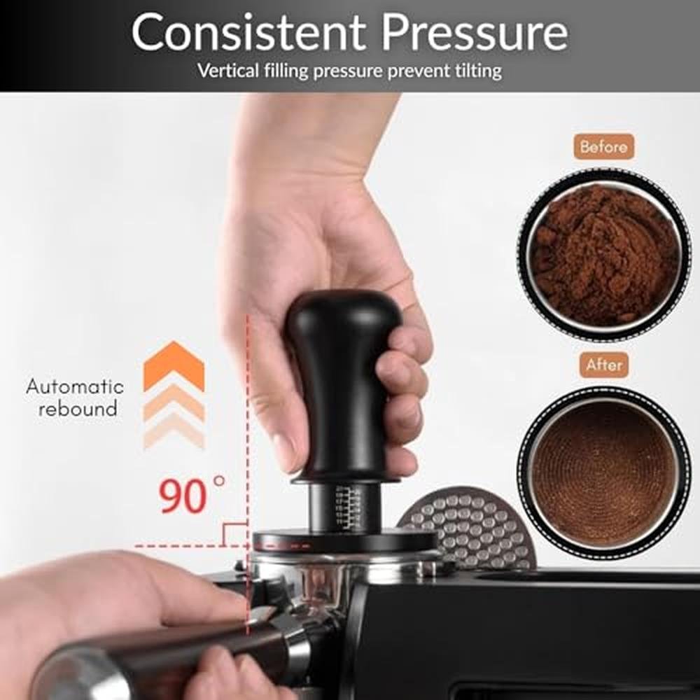 51mm Espresso Tamper: BARTEQ 51mm Calibrated Dual-Spring – In Use