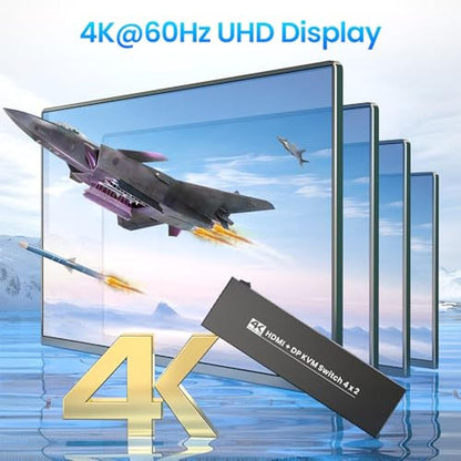KVM Switch: 4 Port HDMI Displayport Dual Monitor KVM Switch – Close-up Detail