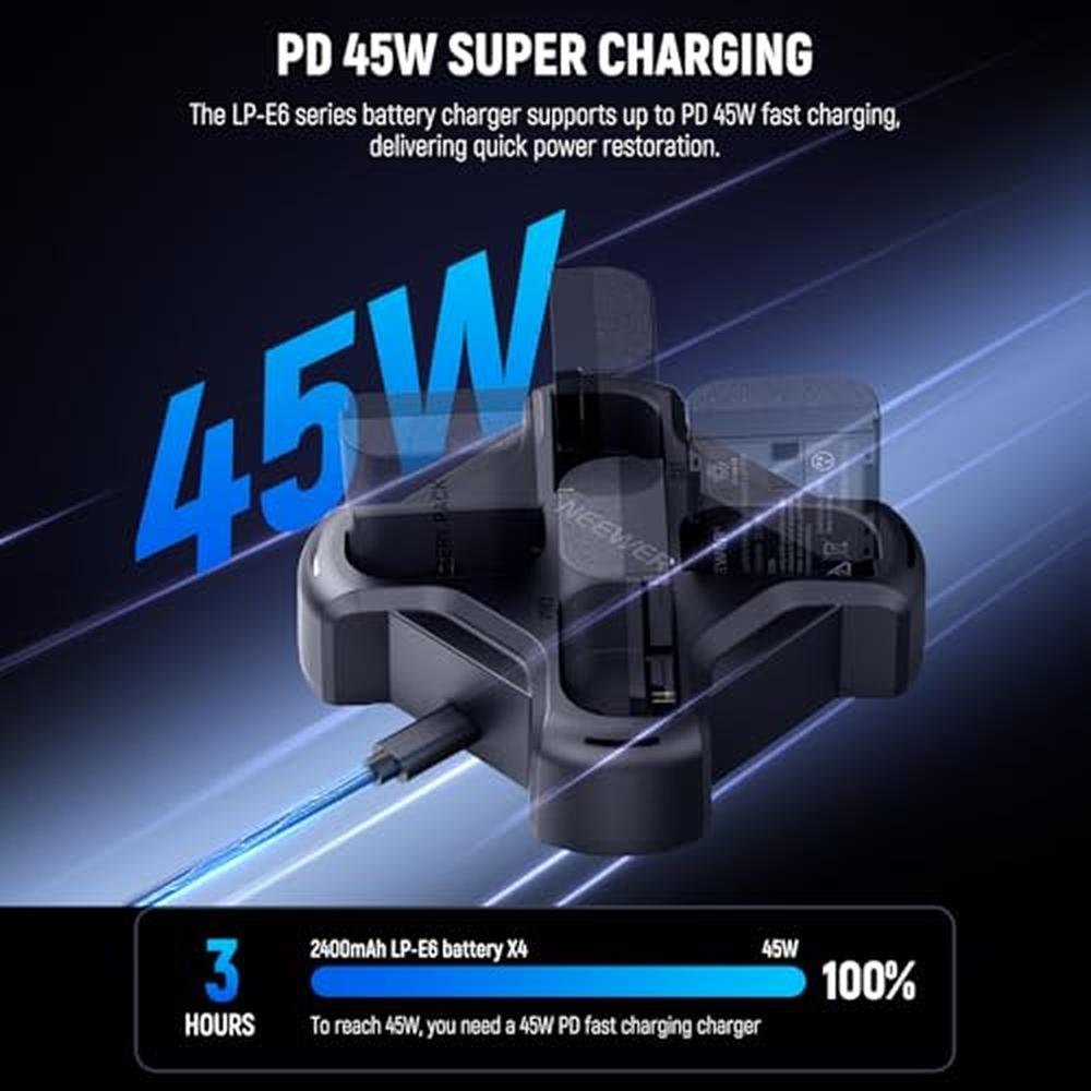 Mark Charger: NEEWER LP-E6/LP-E6N/LP-E6NH/LP-E6P Four – Side View