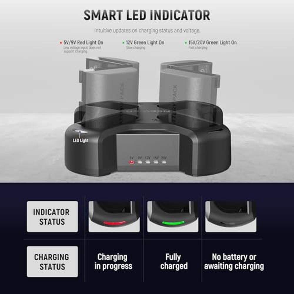 Mark Charger: NEEWER LP-E6/LP-E6N/LP-E6NH/LP-E6P Four – Close-up Detail