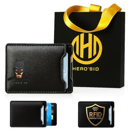 Leather Bat Wallet: Personalized wallet Man Woman – Front View