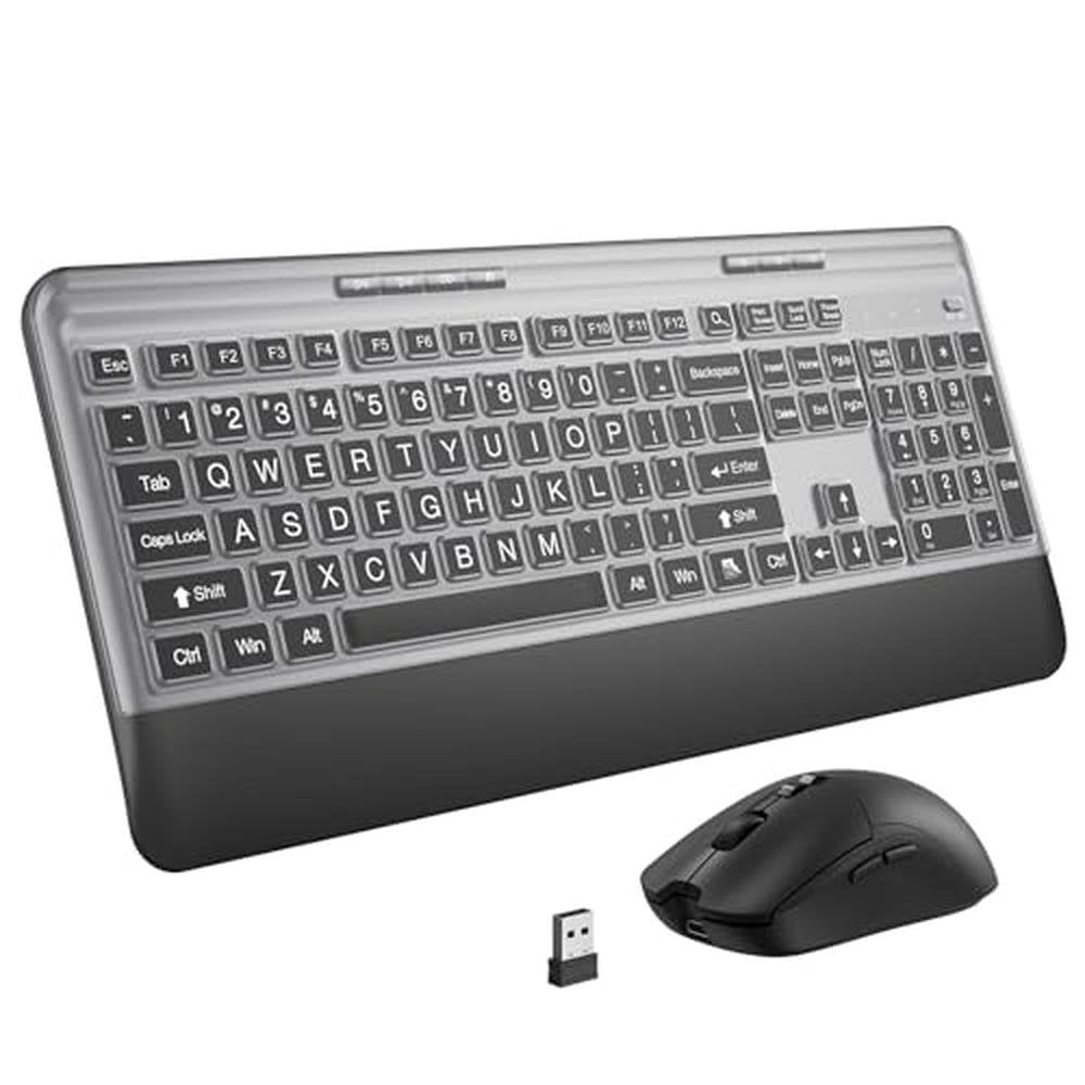 Keyboard Mouse: KOPJIPPOM Silent Wireless Combo – Front View