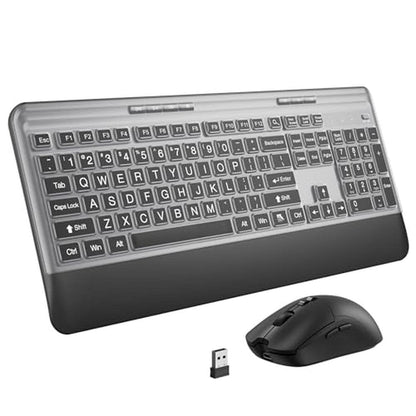 Keyboard Mouse: KOPJIPPOM Silent Wireless Combo – Front View