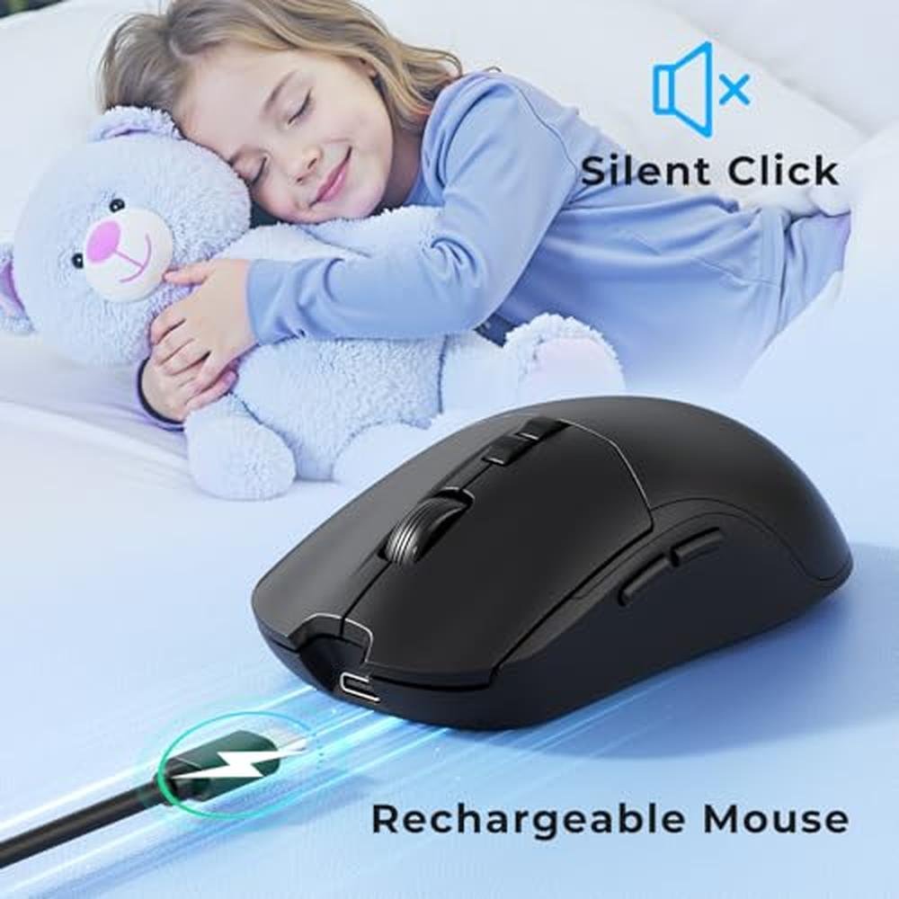 Keyboard Mouse: KOPJIPPOM Silent Wireless Combo – In Use