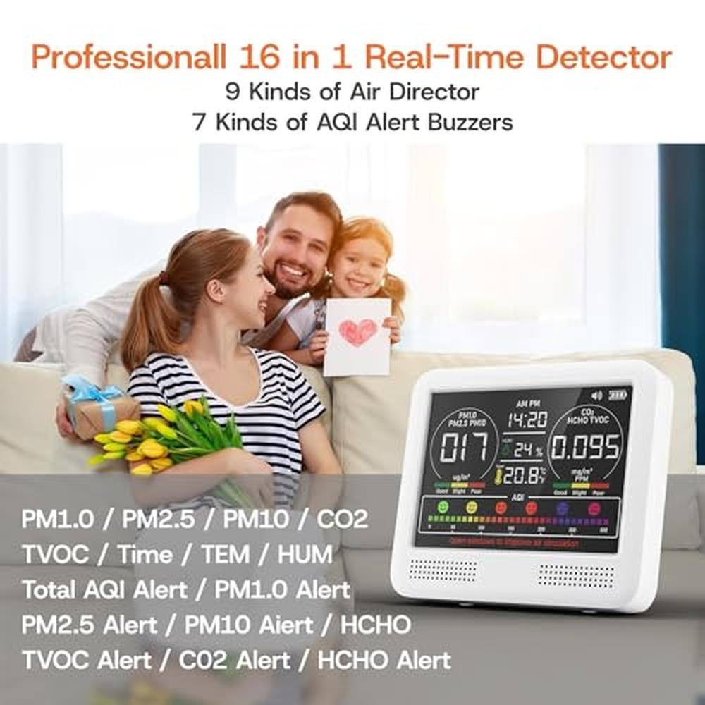 16-in-1 Indoor Air Quality Monitor with PM1.0 – Close-up Detail