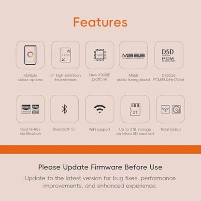HiBy R1: HiFi MP3 Player with Bluetooth 5.1 – Side View