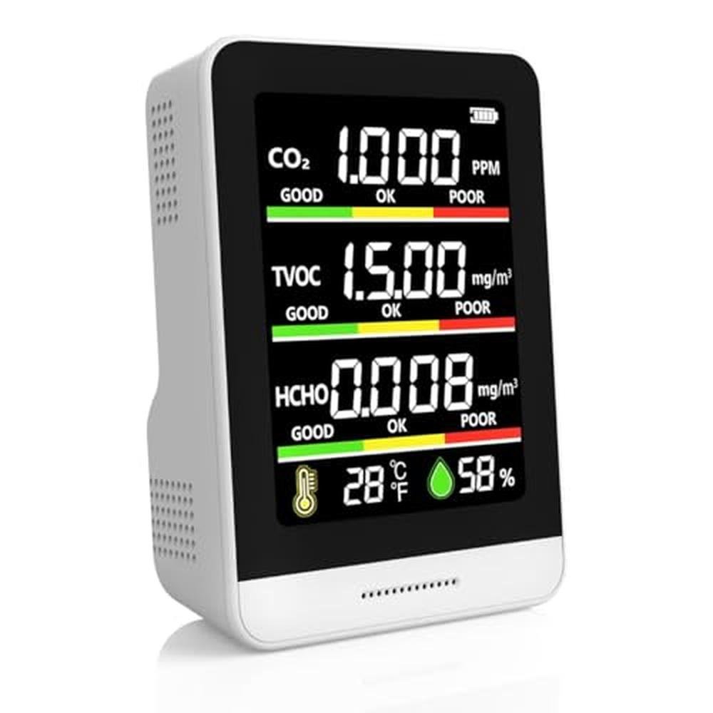 Air Quality Monitor Indoor: 8-in-1 Smart Air Quality Tester – Front View