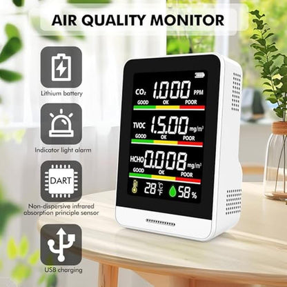 Air Quality Monitor Indoor: 8-in-1 Smart Air Quality Tester – Side View