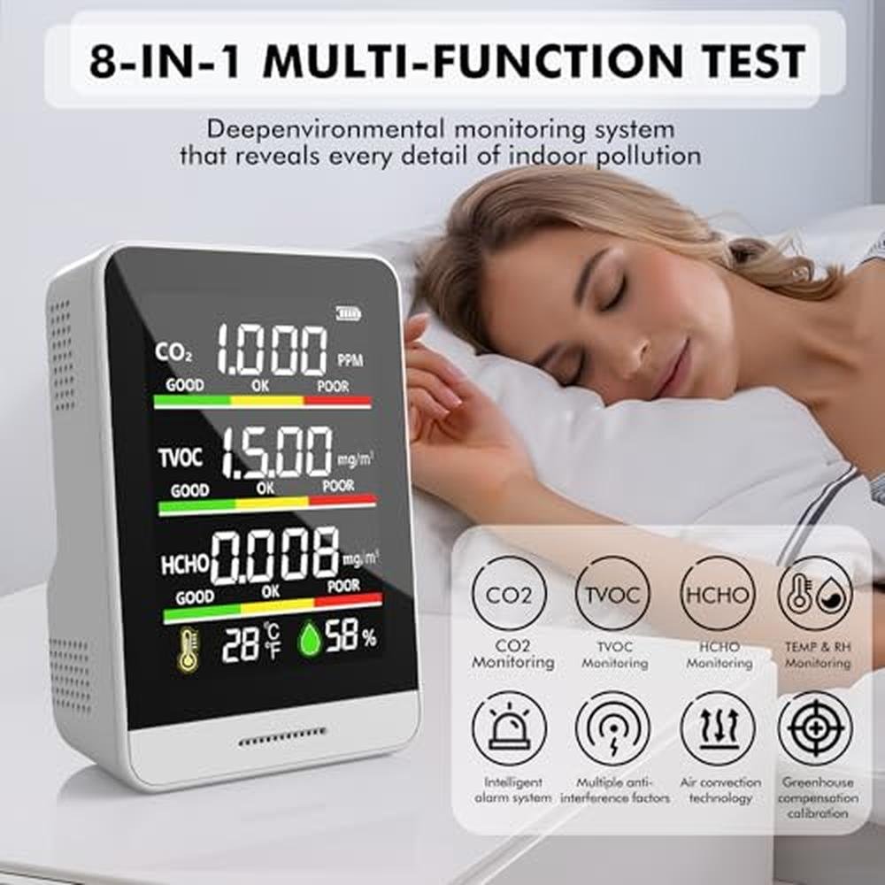 Air Quality Monitor Indoor: 8-in-1 Smart Air Quality Tester – Packaging