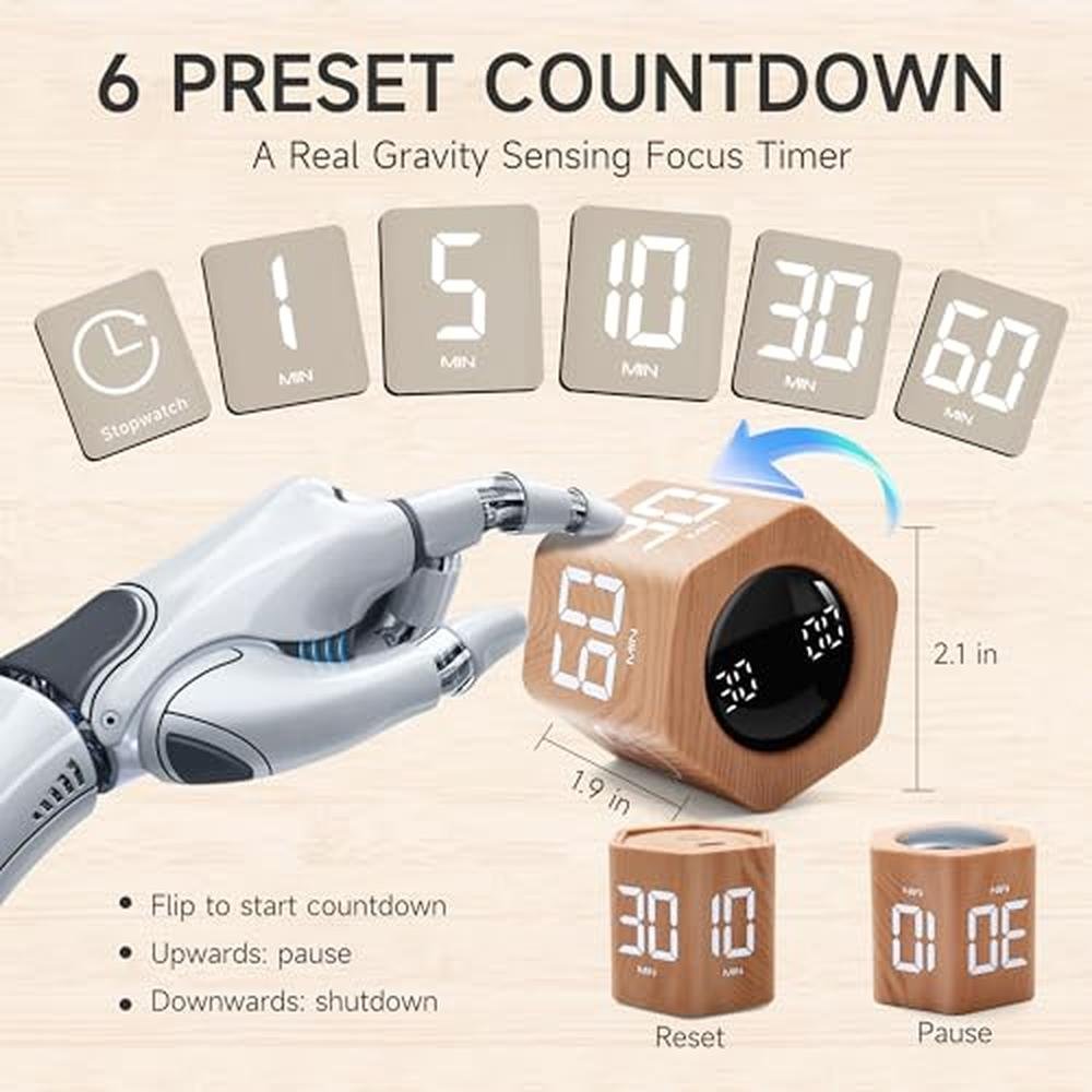 Timer Excellence: Exlliy 1-5-10-30-60 Minutes Preset Desk – Side View