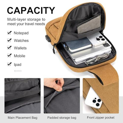 Crossbody Bag Sling: Adjustable Shoulder Sling Bag with USB – Side View