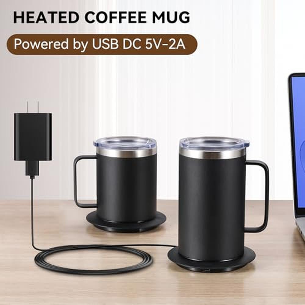 Mug Cup: Premium Electric Heated Coffee Mug with Handle – Side View