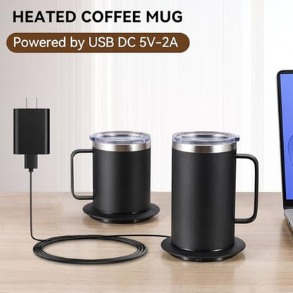 Mug Cup: Premium Electric Heated Coffee Mug with Handle – Side View