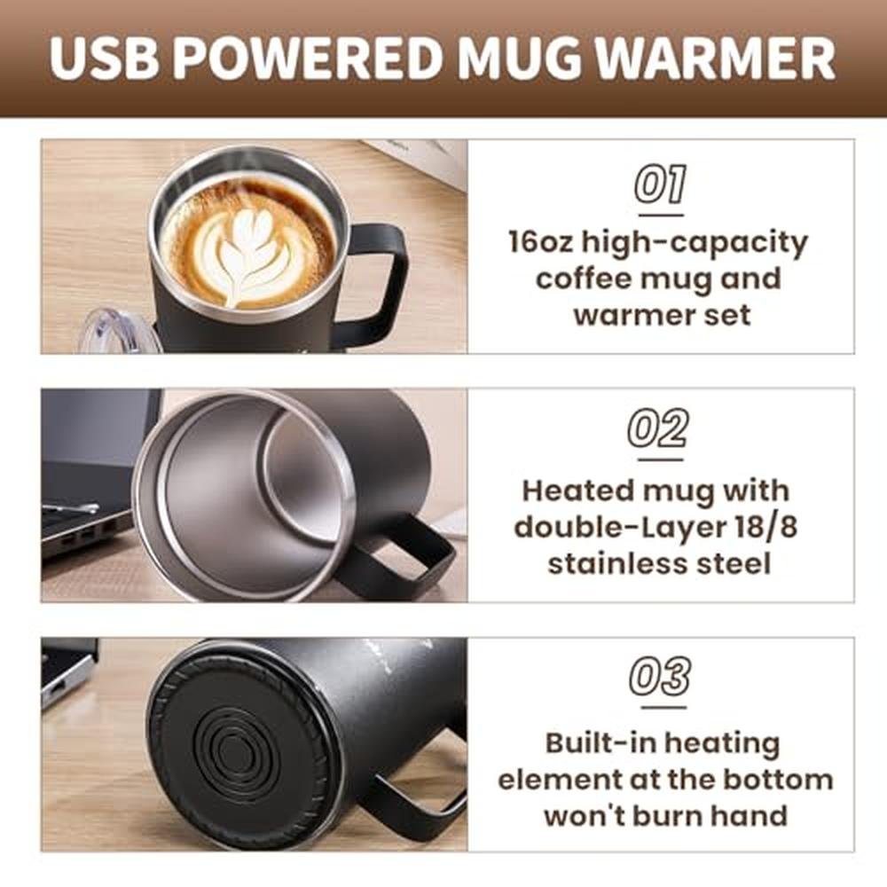 Mug Cup: Premium Electric Heated Coffee Mug with Handle – In Use