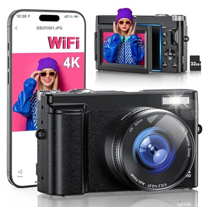 Camera Digital: 4K WiFi 64MP Autofocus Vlogging Camera – Front View