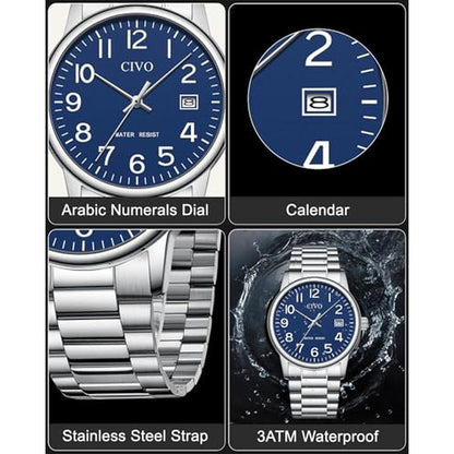 Watch CIVO: CIVO Men's Analog Quartz Waterproof Watch with – Side View