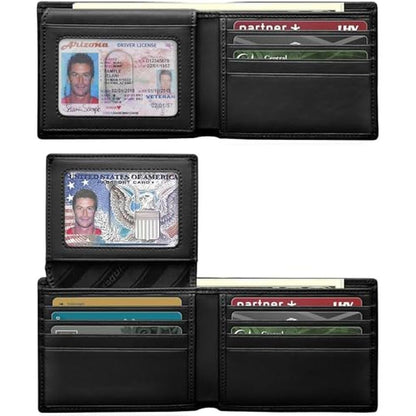Genuine Leather Wallet for Men 12 Cards Mens Wallet Bifold – Side View