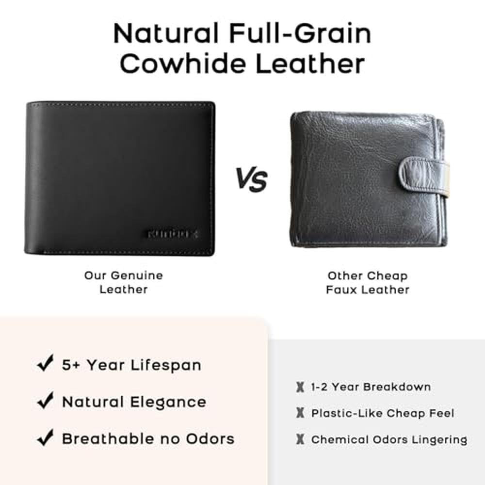 Genuine Leather Wallet for Men 12 Cards Mens Wallet Bifold – Close-up Detail
