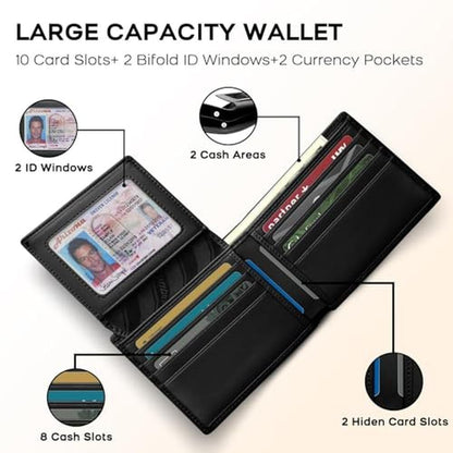 Genuine Leather Wallet for Men 12 Cards Mens Wallet Bifold – In Use