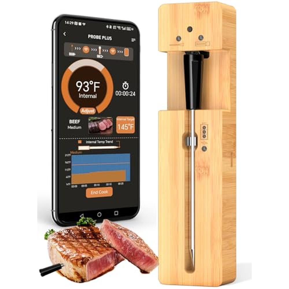 Meat Bluetooth: Real-Time Alerts Wireless Meat Thermometer – Front View