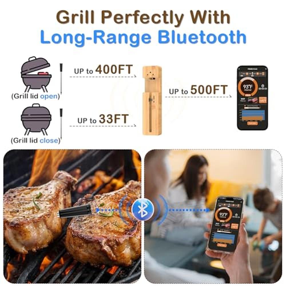 Meat Bluetooth: Real-Time Alerts Wireless Meat Thermometer – Side View