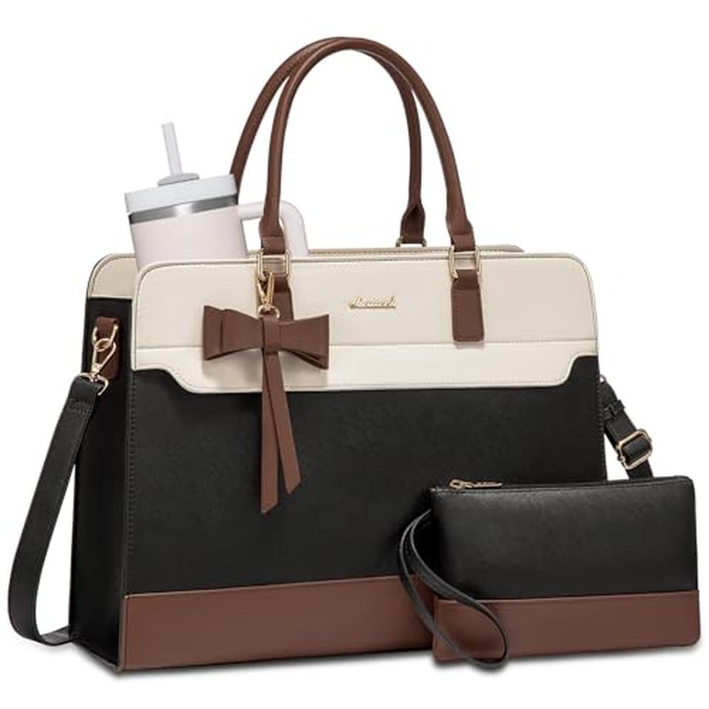 Bag Women: LOVEVOOK Laptop Tote Bag Leather Waterproof – Front View