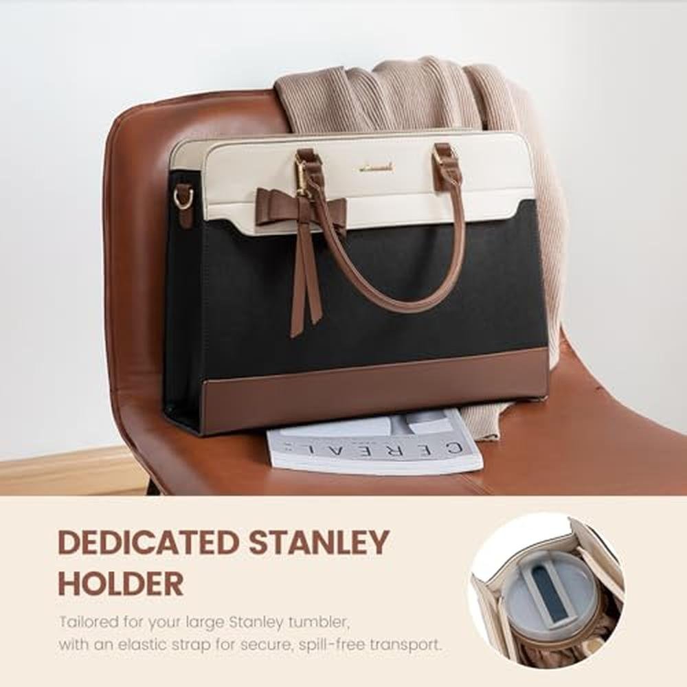 Bag Women: LOVEVOOK Laptop Tote Bag Leather Waterproof – Close-up Detail
