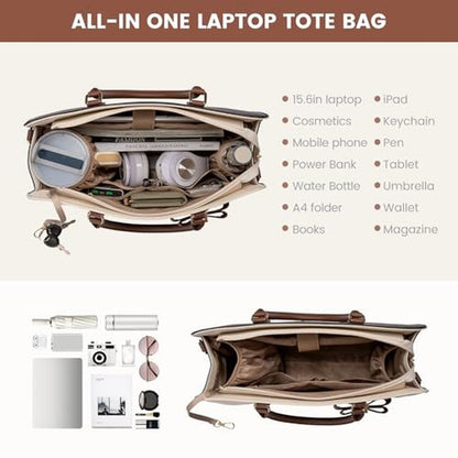 Bag Women: LOVEVOOK Laptop Tote Bag Leather Waterproof – In Use
