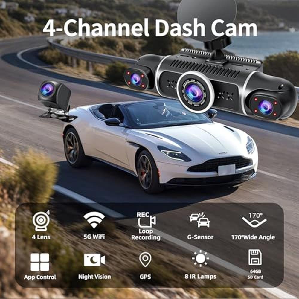 Dash 170: 360 Dash Cam 4-Channel FHD 2K+1080p – Side View