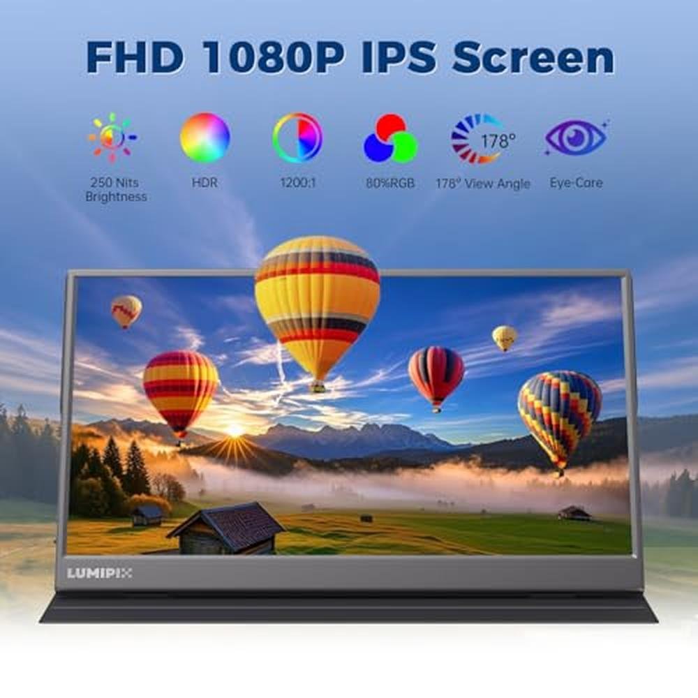Gaming Monitor Lumipix Portable 15.6 Inch 1080P FHD IPS – Side View