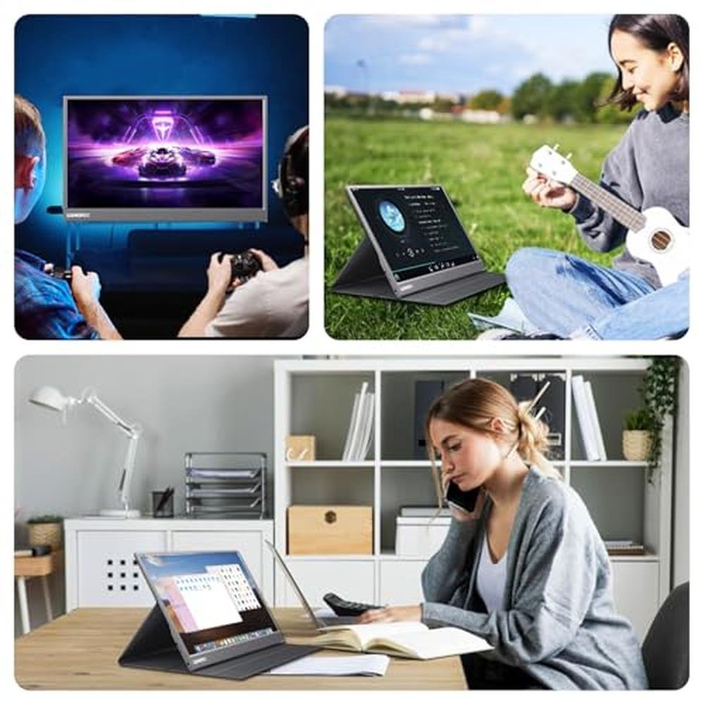 Gaming Monitor Lumipix Portable 15.6 Inch 1080P FHD IPS – In Use