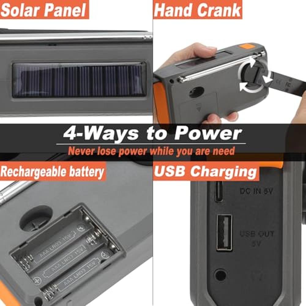 Radio Emergency: Emergency Weather Radio 7400mWh Solar Hand – Side View