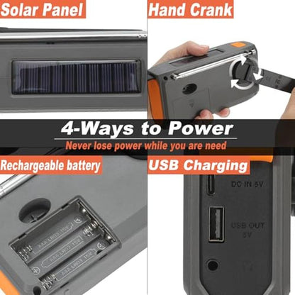 Radio Emergency: Emergency Weather Radio 7400mWh Solar Hand – Side View