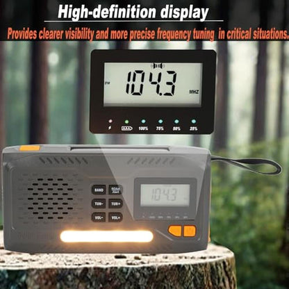Radio Emergency: Emergency Weather Radio 7400mWh Solar Hand – In Use