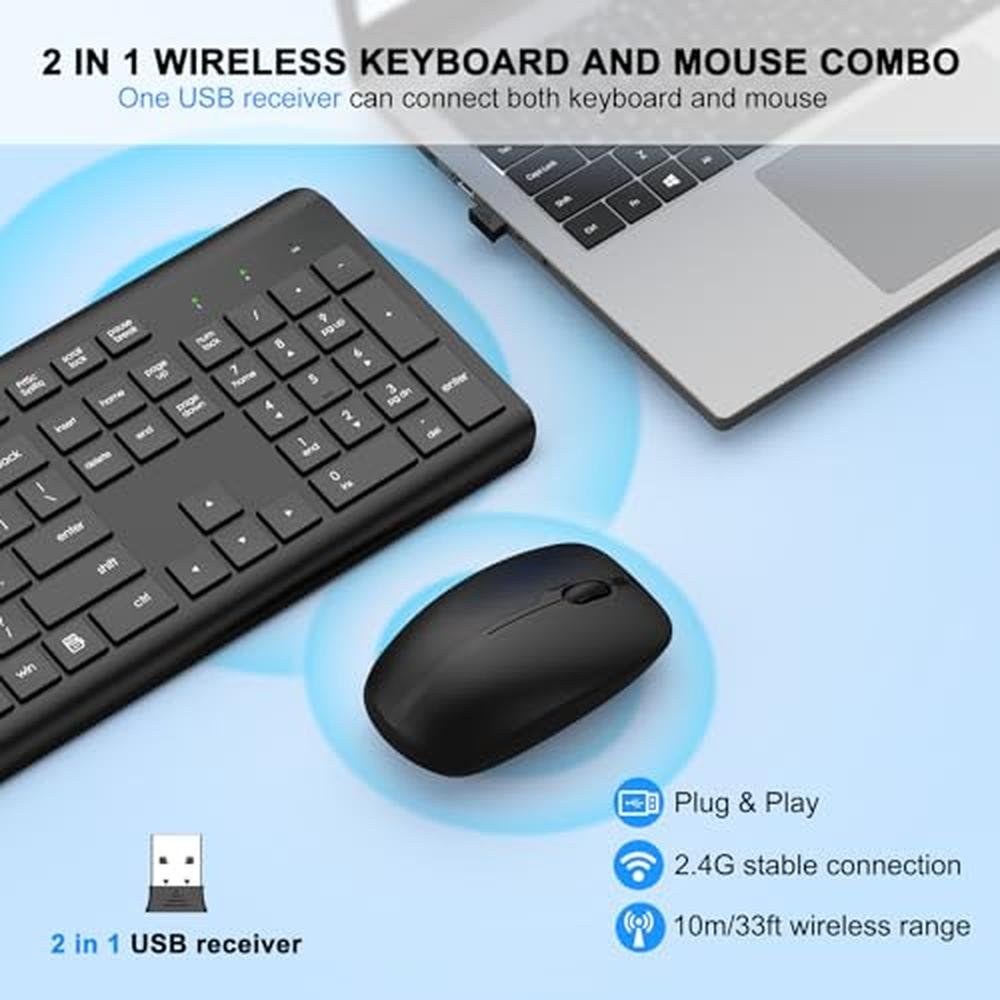 Wireless Keyboard Mouse Combo – Side View