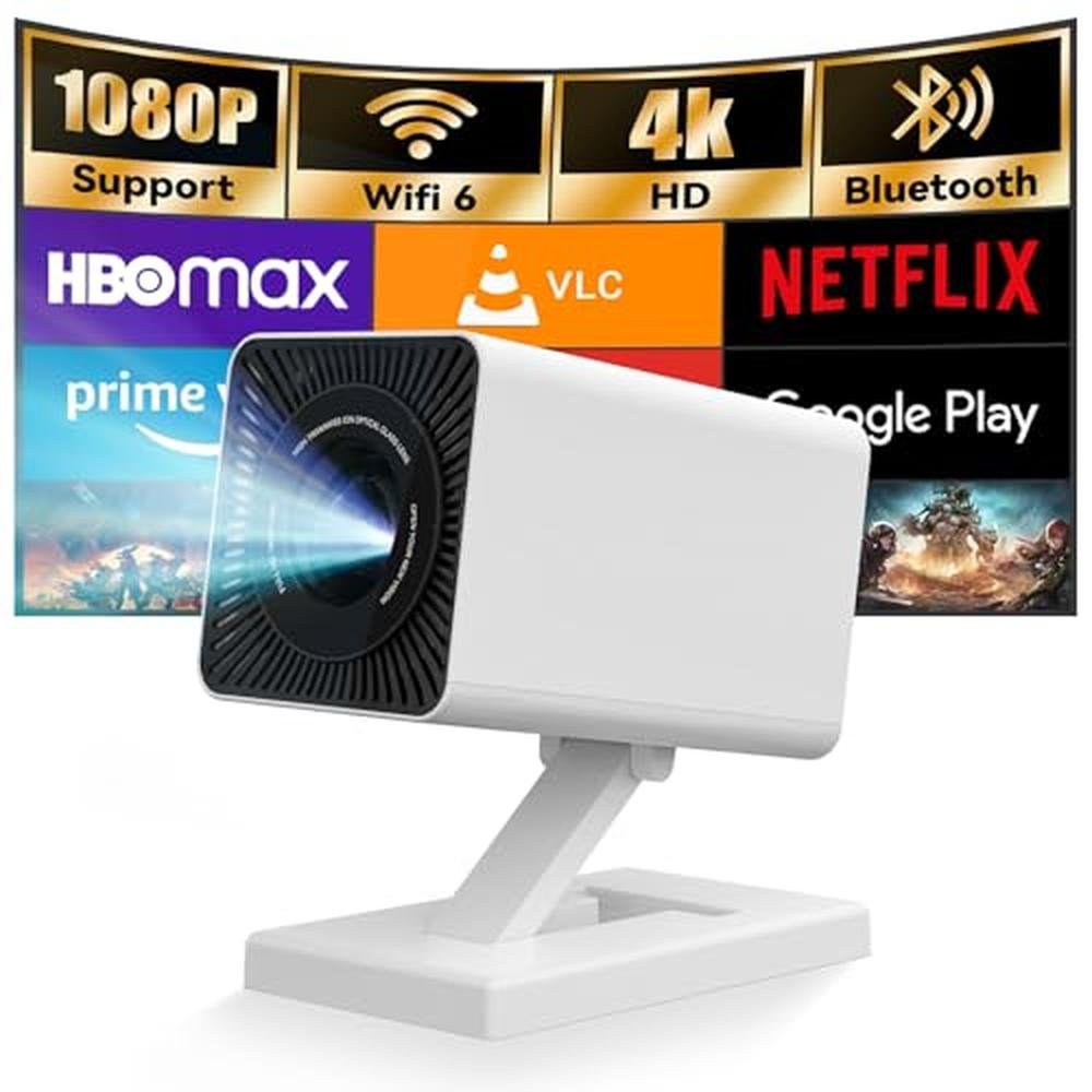 Projector Portable: 4K Mini Projector with WiFi6 and – Front View