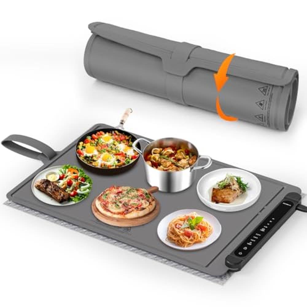 Food Warming Mat: Electric Tray Adjustable Silicone Heating – Front View