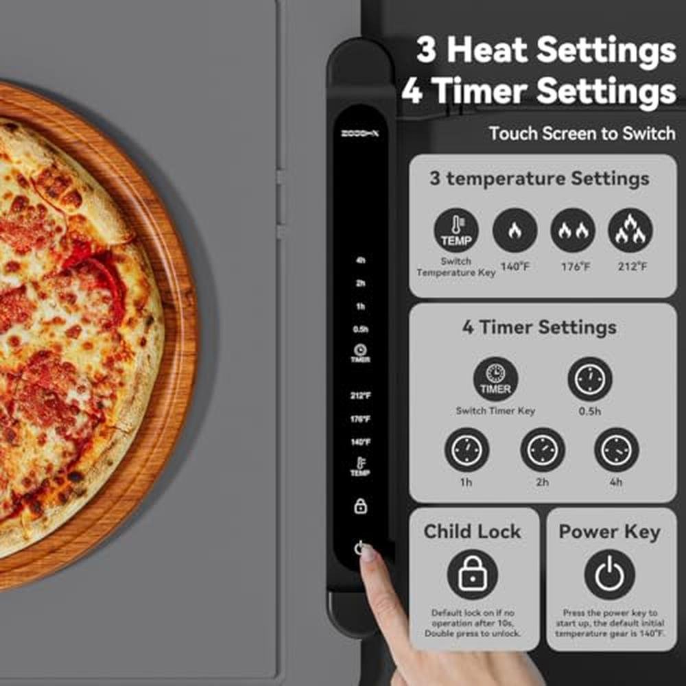 Food Warming Mat: Electric Tray Adjustable Silicone Heating – Close-up Detail