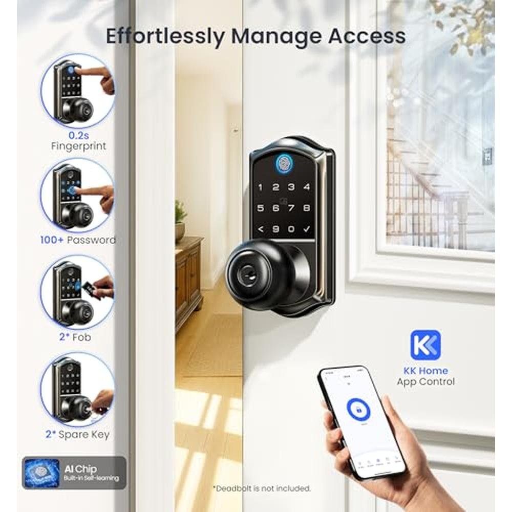 Veise VE018 Smart Door Lock: Premium Keyless Entry with App – Side View