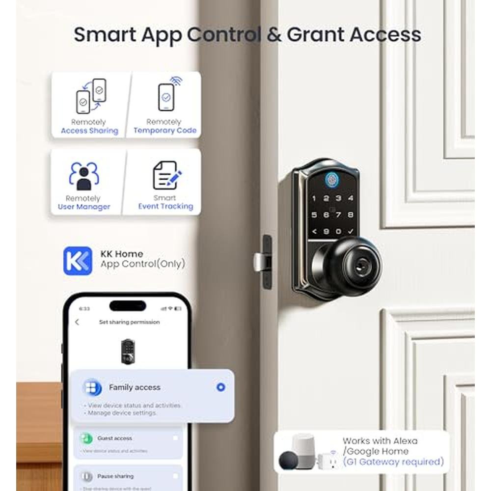 Veise VE018 Smart Door Lock: Premium Keyless Entry with App – Close-up Detail