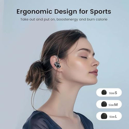PWTEK Earbuds: Wireless Bluetooth 5.3 with Earhooks – Close-up Detail