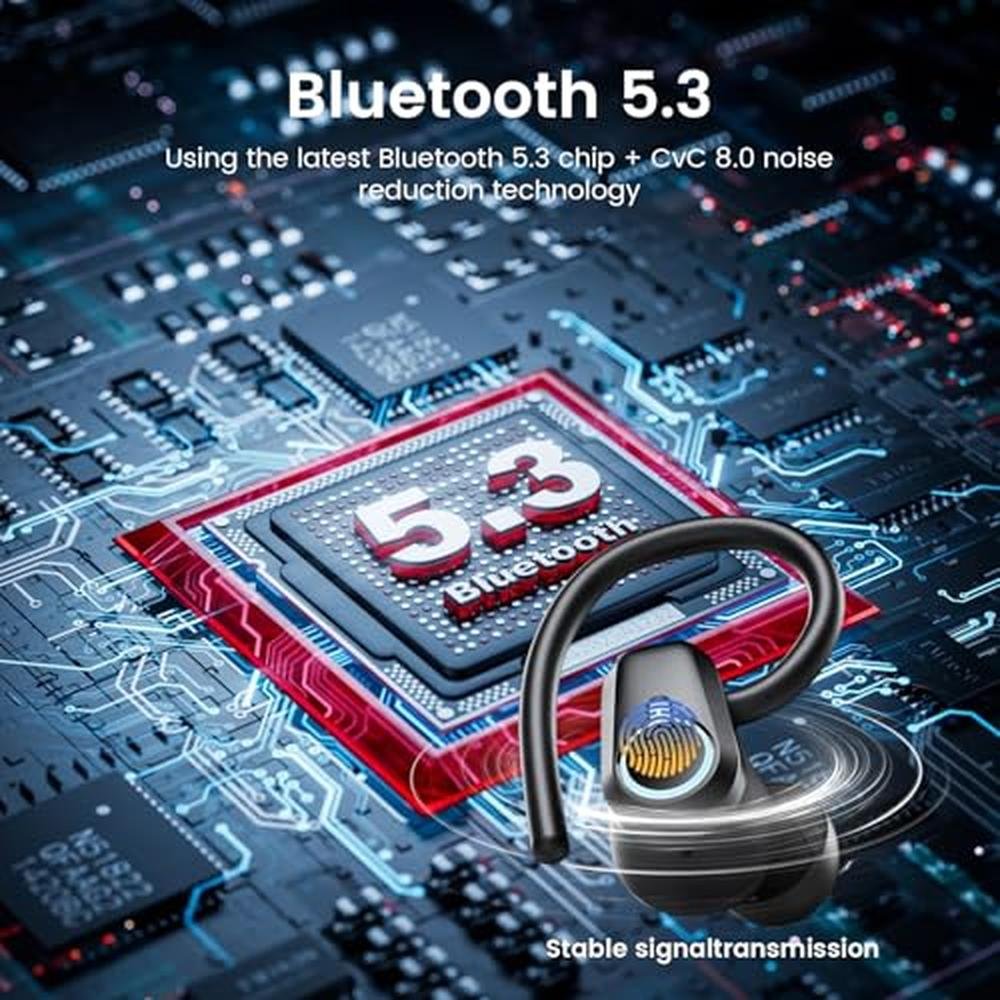 PWTEK Earbuds: Wireless Bluetooth 5.3 with Earhooks – Packaging