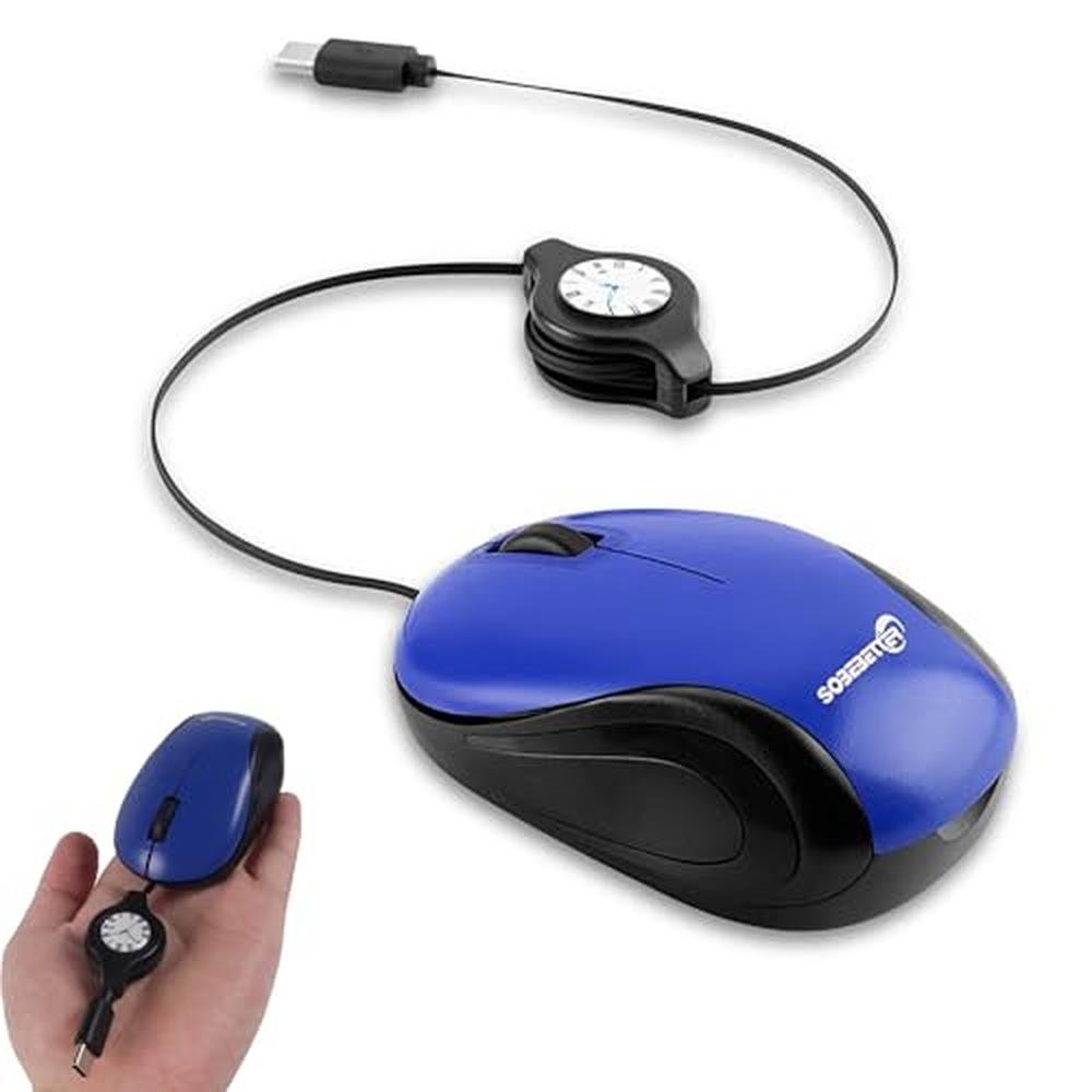 Premium Grade Wired Mouse: Type-C Retractable Travel – Front View