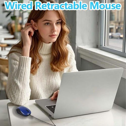 Premium Grade Wired Mouse: Type-C Retractable Travel – Side View