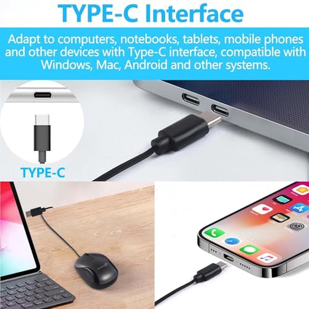 Premium Grade Wired Mouse: Type-C Retractable Travel – In Use