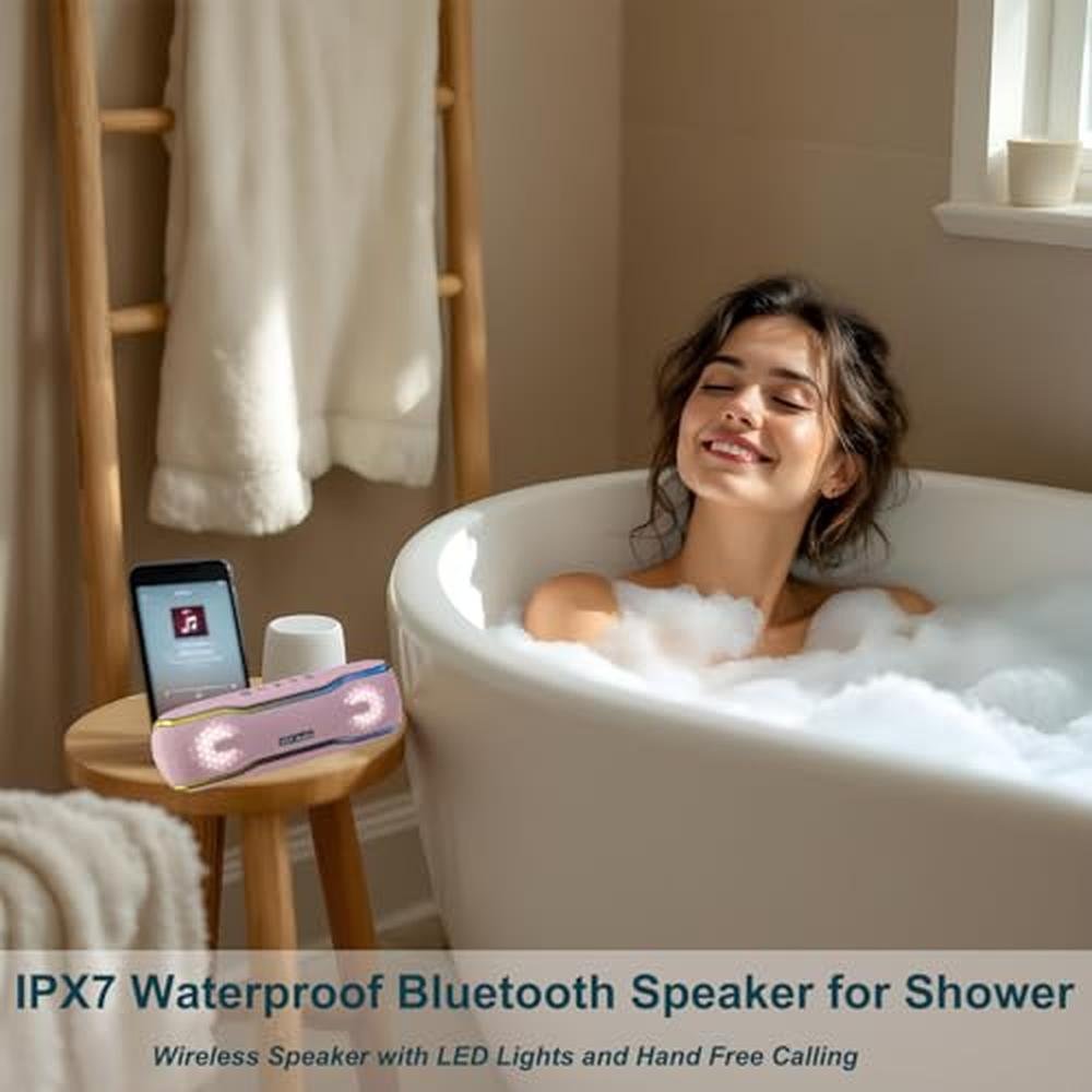 Pink Speaker: NSY Audio Pink Bluetooth Speaker IPX7 – In Use