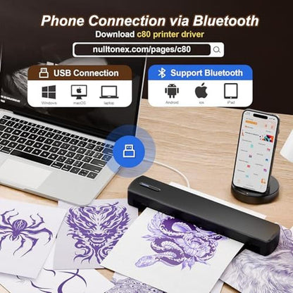 Tattoo Stencil: Portable Thermal Printer Wireless Bluetooth – Close-up Detail