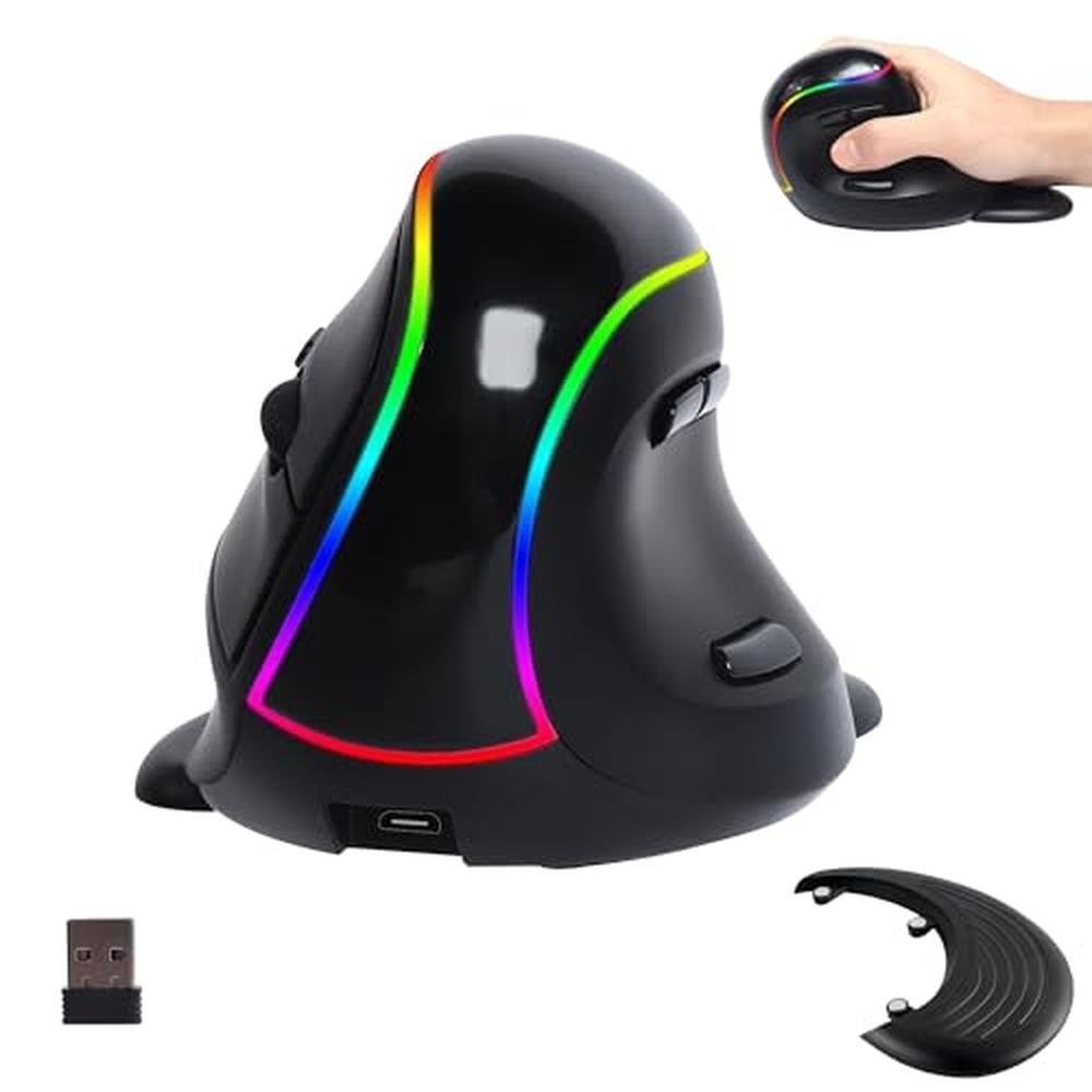 Ergonomic Vertical Mouse Wireless RGB Tri-Mode – Front View