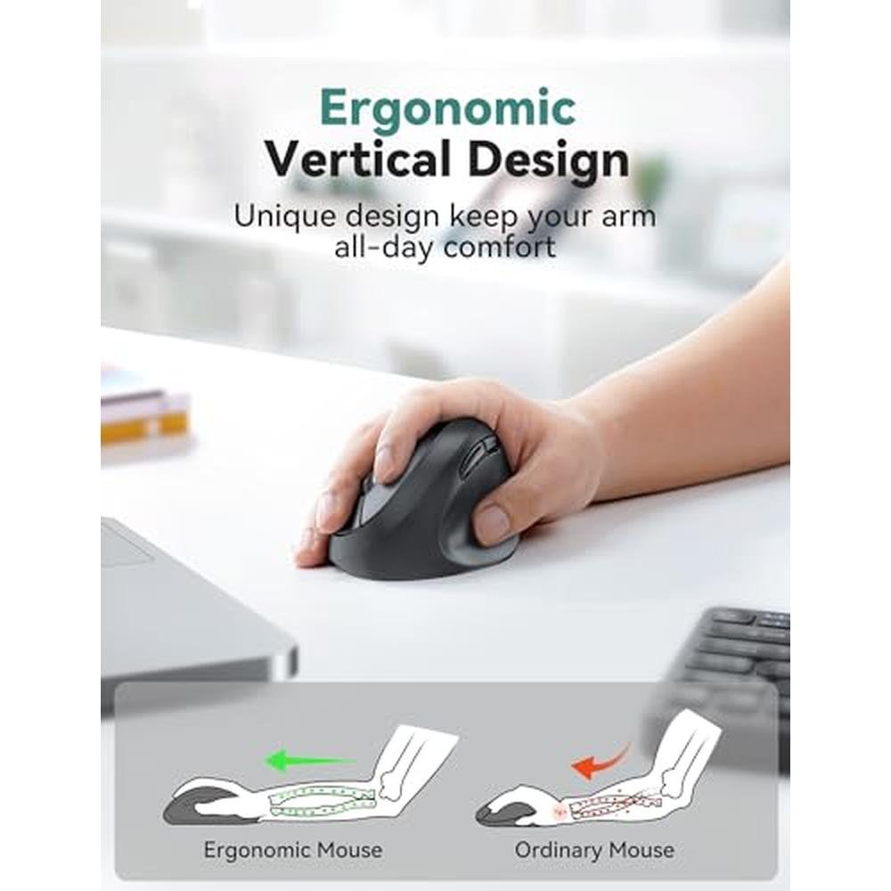 TECKNET Ergonomic Mouse: 4800 DPI 5 Adjustable DPI Levels – Side View