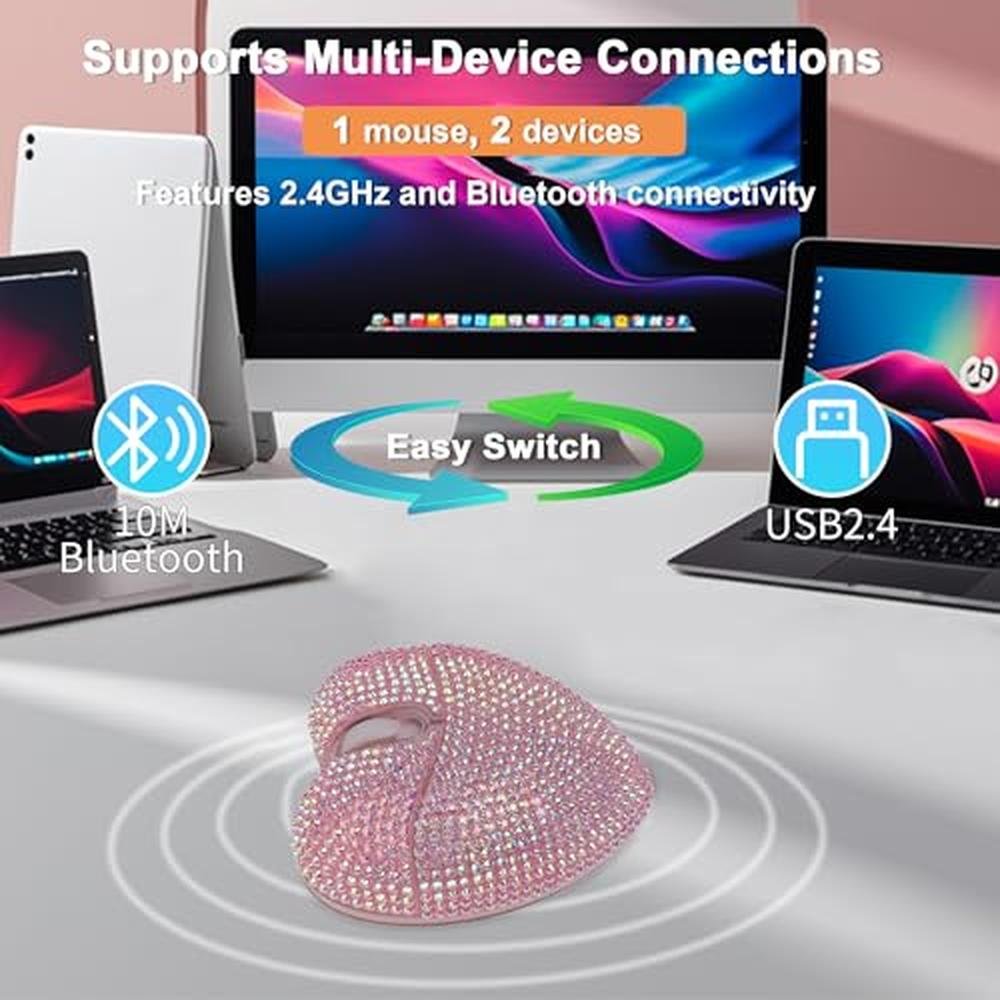 Premium Bluetooth Mouse: Wireless Cute Bling – Side View